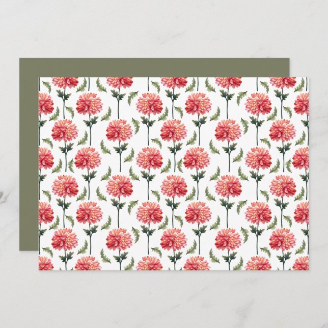 Cartão De Notas Chrysanthemum Floral Botanical Note Card (Frente/Verso)