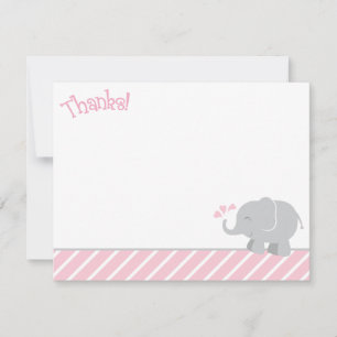 Cartão De Notas Chuva de Bebê Elefante Cinza Rosa Moderno