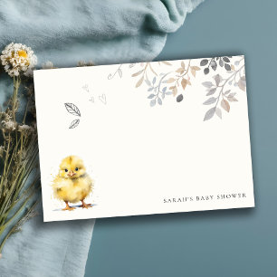 Cartão De Notas Chuva de Bebê Floral Aquarela de Fazenda Fofa