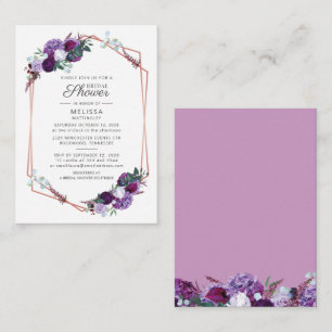 Cartão De Notas Chuva de Noiva Roxa Floral Script Moderno Orçament