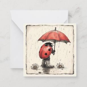 Cartão De Notas Chuva e chuva ou brilho: Ladybug