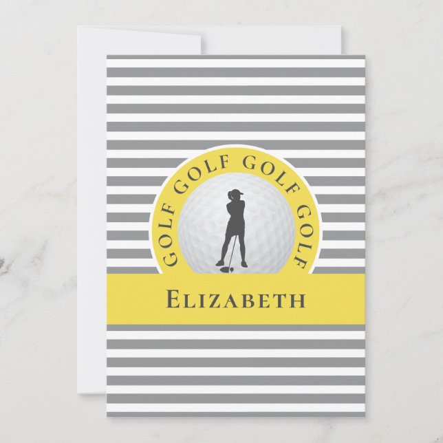 Cartão De Notas Cinza Amarelo Por Seu Golfista Personalizado Obrig (Frente)