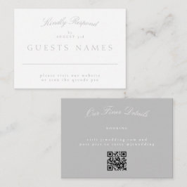 Cartão De Notas Cinza Clássica Elegante RSVP de CÓDIGO QR de Casam