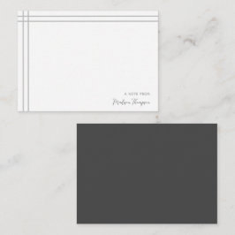 Cartão De Notas Cinza de Script Simples Branco 2 Lado Duplo Limite