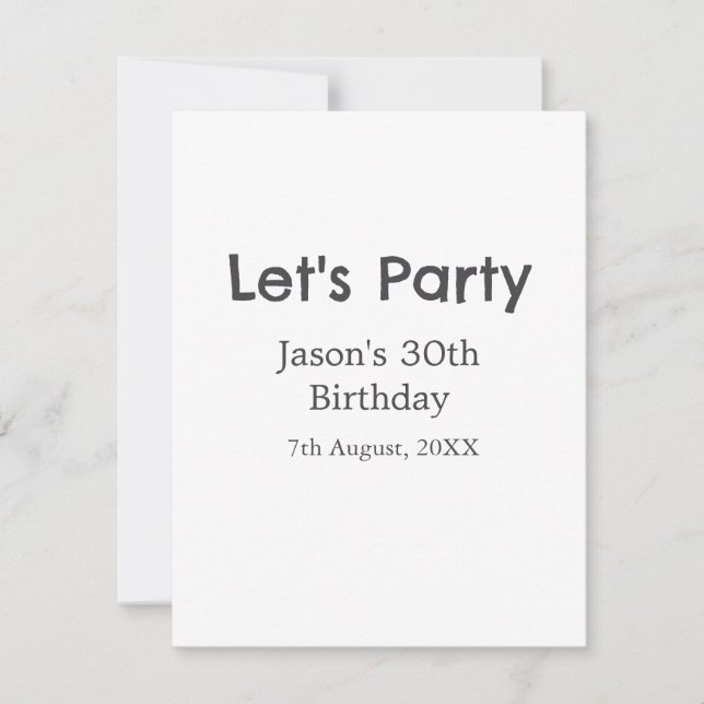 Cartão De Notas cinza simples aniversário de 30 anos vamos da fest (Frente)