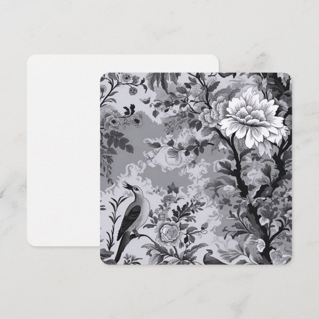 Cartão De Notas Cinza Toile de Fleur (Frente/Verso)
