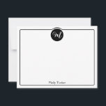 Cartão De Notas Círculo de Monograma Script Moderno Feminino<br><div class="desc">Este design fofo apresenta uma borda simples com um círculo no topo contendo uma letra de monograma e espaço para um nome/texto na parte inferior. Clique no botão personalizar se você gostaria de ajustar os elementos do design e/ou modificar ainda mais o texto! Variações deste design, cores adicionais, bem como...</div>