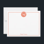 Cartão De Notas Círculo de Monograma Script Moderno Feminino<br><div class="desc">Este design fofo apresenta uma borda simples com um círculo no topo contendo uma inicial de monograma e espaço para um nome/texto na parte inferior. Clique no botão personalizar se você gostaria de ajustar os elementos do design e/ou modificar ainda mais o texto! Variações deste design, cores adicionais, bem como...</div>