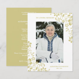 Cartão De Notas Classic Gold Floral Funeral Service Dear One Photo