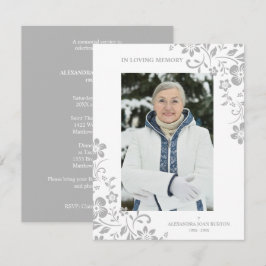 Cartão De Notas Classic Grey Floral Funeral Service Dear One Photo