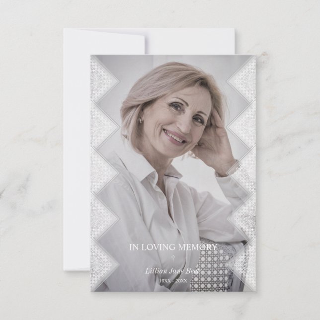 Cartão De Notas Classic Lace Photo Funeral Service Loved Ones (Frente)