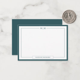 Cartão De Notas Classic Monogram Smoke Green Border Stationery
