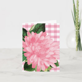 Cartão De Notas Classic Pink Flower Gingham Patten  Note Card
