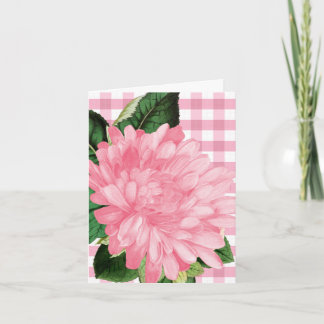 Cartão De Notas Classic Pink Flower Gingham Patten  Note Card