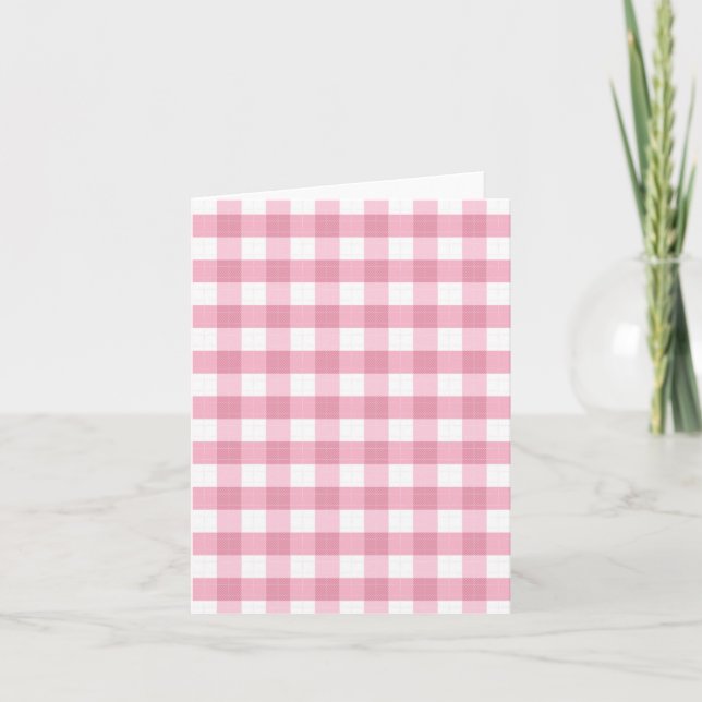 Cartão De Notas Classic Pink Gingham Patten  (Frente)