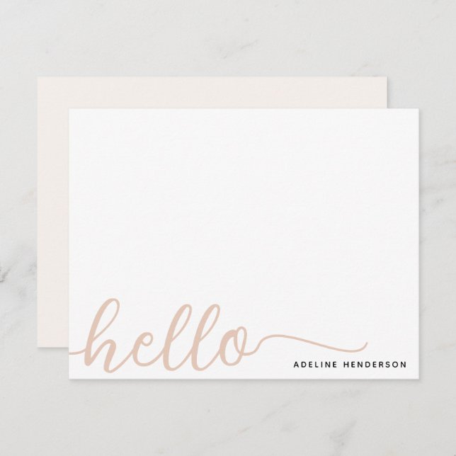 Cartão De Notas Clássica Moderna - Ivory Cream Hello (Frente/Verso)