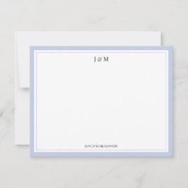 Cartão De Notas Clássico Azul Pó Monograma de Casal Personalizado