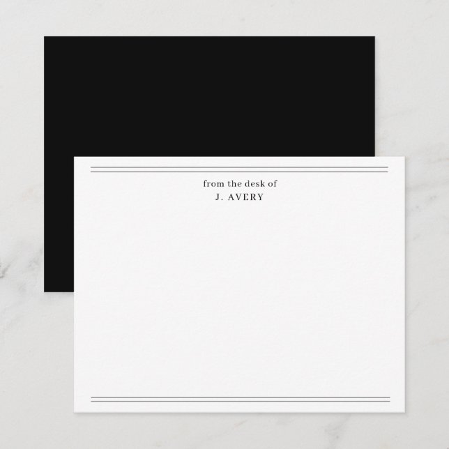 Cartão De Notas Clássico Da Mesa De Preto Branco  (Frente/Verso)