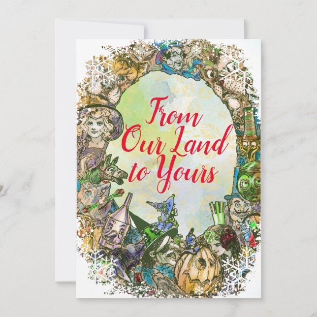 Cartão De Notas Clássico Mágico de Oz Natal em Família (Frente)