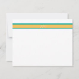 Cartão De Notas Clássico Mínimo Monograma Simples Amarelo Verde