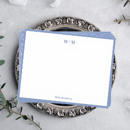 Cartão De Notas Clássico Monograma Simples Personalizado Casamento