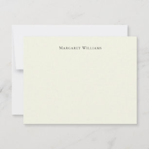 Cartão De Notas Clássico Personalizado em Papel Creme Marfim Branc