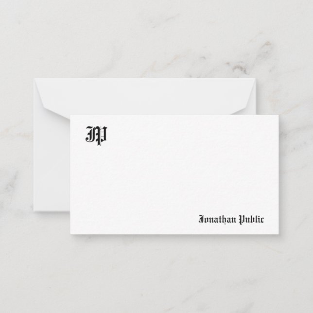 Cartão De Notas Clássico Texto Antigo em Inglês Monograma de Calig (Frente)