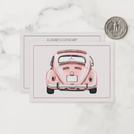 Cartão De Notas Clássico Vintage Rosa Buggy Bug Carro Personalizad