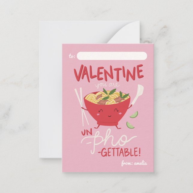 Cartão De Notas Classroom Valentine Card- Un-Pho-Gettable- Pink (Frente)