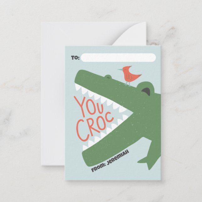 Cartão De Notas Classroom Valentine Card- You Croc (Frente)