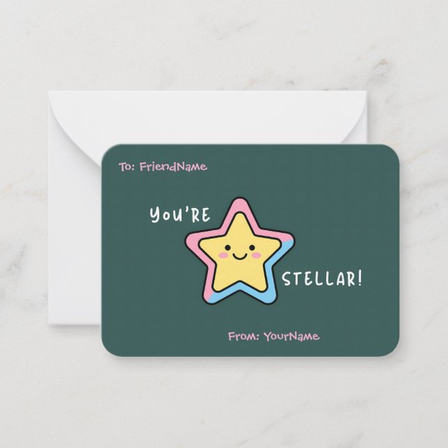 Cartão De Notas Classroom Valentines Card – You’re Stellar (Frente)