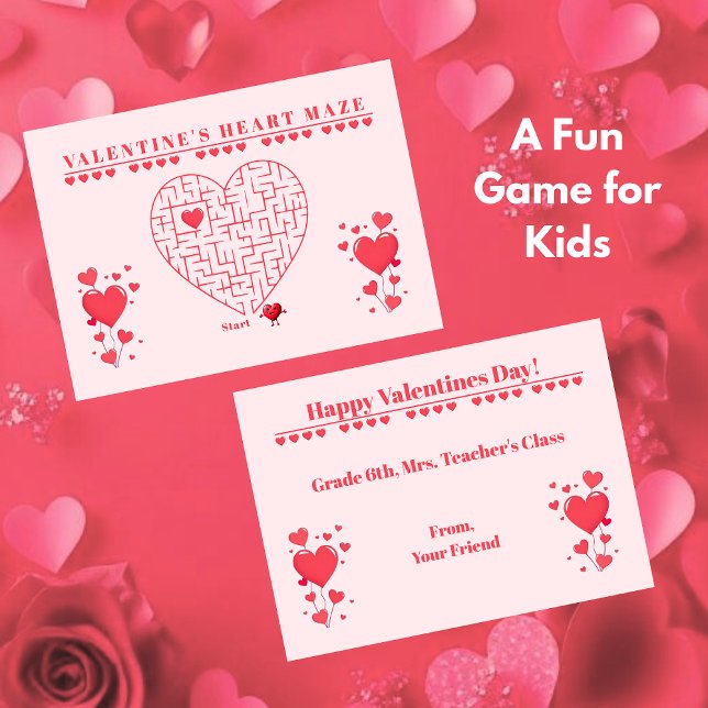 Cartão De Notas Classroom Valentine's Day Card Game-Maze (Classroom Valentine's Day Card Game-Maze)