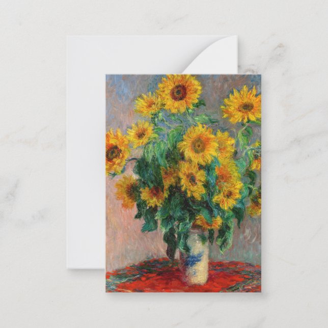 Cartão De Notas Claude Monet - Buquê de Sunflower (Frente)