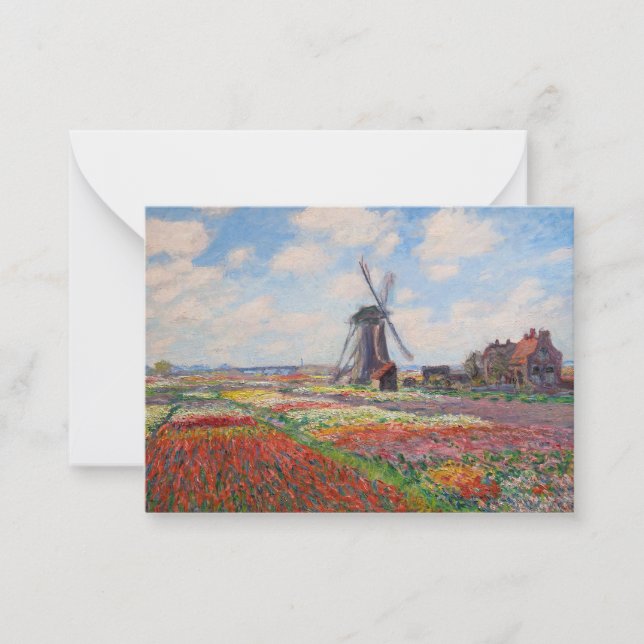 Cartão De Notas Claude Monet - Campo das Tulipas na Holanda (Frente)