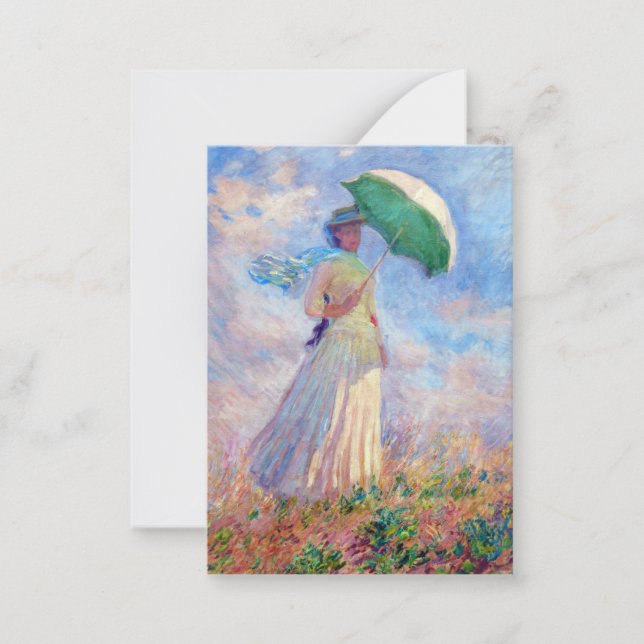 Cartão De Notas Claude Monet - Mulher com Parasol virada para a di (Frente)