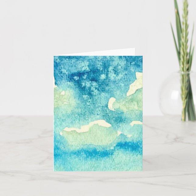 Cartão De Notas Clouds Watercolor Art Folded (Frente)