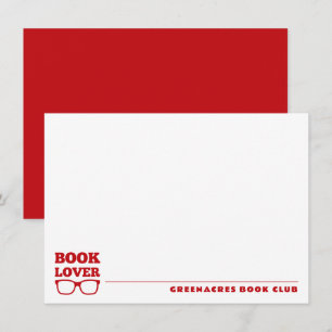 Cartão De Notas Clube de Leitura Personalizado Flat para Amante de