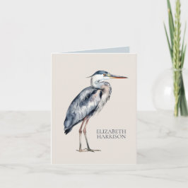 Cartão De Notas Coastal Blue Heron Bird Personalized