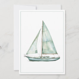 Cartão De Notas Coastal Blue Watercolor Sailboat Personalized Note