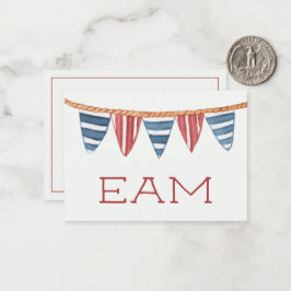 Cartão De Notas Coastal Nautical Beach Flags Monogram