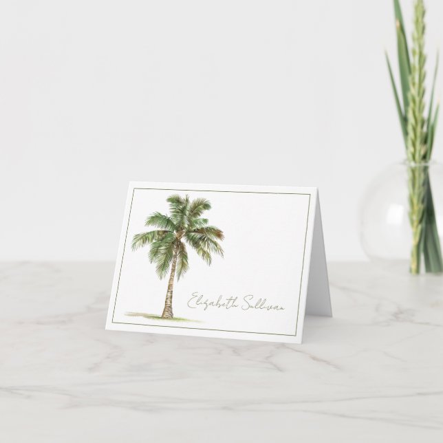 Cartão De Notas Coastal Palm Tree Personalized (Frente)