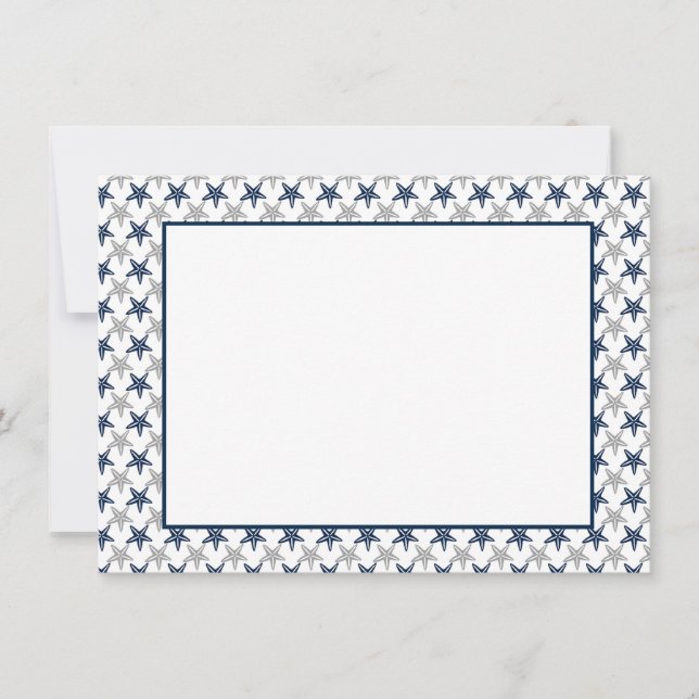 Cartão De Notas Coastal Starfish Flat Note Card  (Frente)