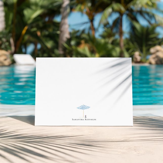 Cartão De Notas Coastal Umbrella Dog Minimal Monogram (Criador carregado)