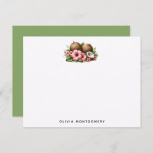 Cartão De Notas Coconutos e Hibiscus Tropical Pessoal