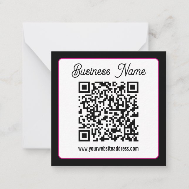 Cartão De Notas Código QR com letra cursiva de script (Frente)
