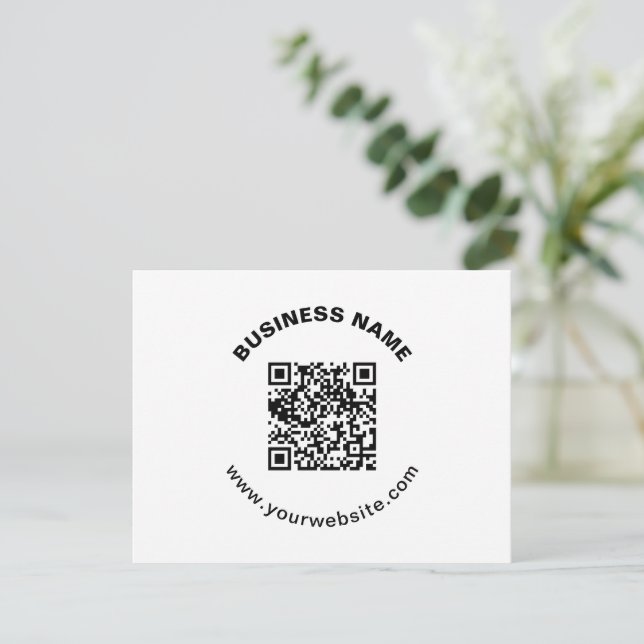 Cartão De Notas Código QR com Nome da Empresa Texto Circular em Ne (Em pé/Frente)