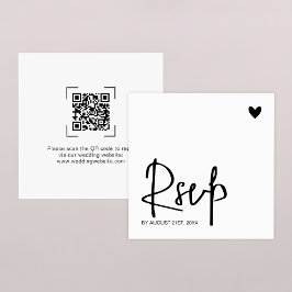Cartão De Notas Código QR de Casamento Contemporâneo Moderno RSVP