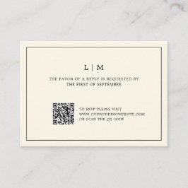 Cartão De Notas Código QR de RSVP de casamento em monograma amarel
