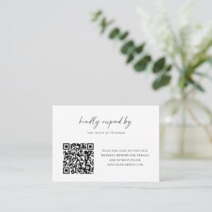 Cartão De Notas Código QR de RSVP de orçamento minimalista preto e