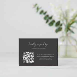 Cartão De Notas Código QR de RSVP Online de Orçamento Mínimo Preto